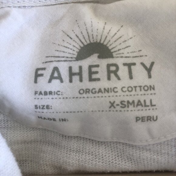 Faherty Hoodie Sunwashed Slub Long Sleeve Hooded drawstring White Mens XS - Picture 3 of 6